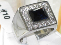 Jewellery Kingdom Mens Sapphire Blue Signet Pinky Cz Stainless Steel Emerald Cut Bezel Ring - Jewelry Rings - British D'sire