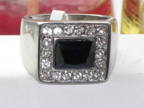 Jewellery Kingdom Mens Sapphire Blue Signet Pinky Cz Stainless Steel Emerald Cut Bezel Ring - Jewelry Rings - British D'sire