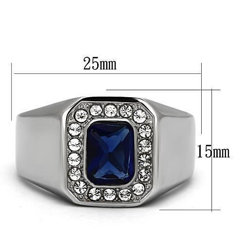 Jewellery Kingdom Mens Sapphire  Cz Silver Pinky Signet Stainless Steel All Sizes Ring (Blue) Secondary image