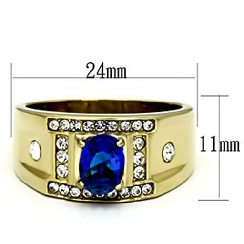 Jewellery Kingdom Mens Oval Sapphire Gold Signet Cubic Zirconia Steel Pinky Ring (Blue) Secondary image
