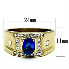 Jewellery Kingdom Mens Sapphire Gold Signet Cubic Zirconia Steel 18kt Pinky All Sizes Ring (Oval Blue) - Jewelry Rings - British D'sire