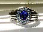 Jewellery Kingdom Mens Sapphire Pinky Signet Stainless Steel Oval Mans Classy Ring (Blue) - Jewelry Rings - British D'sire