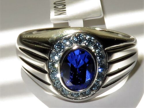 Jewellery Kingdom Mens Sapphire Pinky Signet Stainless Steel Oval Mans Classy Ring (Blue) Secondary image