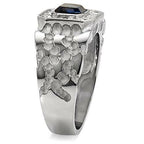 Jewellery Kingdom Mens Sapphire Ring Signet Stainless Steel Bezel 2.30 Carat Silver Blue Pinky - Jewelry Rings - British D'sire
