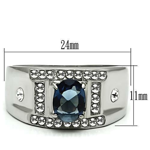 Jewellery Kingdom Mens Sapphire Signet Cz Stainless Steel Silver Pinky All Sizes Ring (Blue) Secondary image