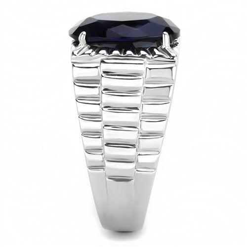Jewellery Kingdom Mens Sapphire Signet Pinky Silver Blue Oval Stainless Steel Cz 11 Carat Ring Secondary image
