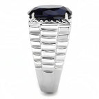 Jewellery Kingdom Mens Sapphire Signet Pinky Silver Blue Oval Stainless Steel Cz 11 Carat Ring - Jewelry Rings - British D'sire