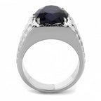 Jewellery Kingdom Mens Sapphire Signet Pinky Silver Blue Oval Stainless Steel Cz 11 Carat Ring - Jewelry Rings - British D'sire