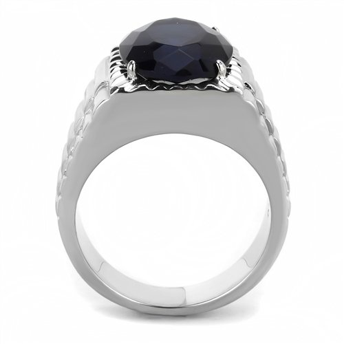 Jewellery Kingdom Mens Sapphire Signet Pinky Silver Blue Oval Stainless Steel Cz 11 Carat Ring - Jewelry Rings - British D'sire