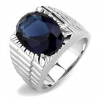 Jewellery Kingdom Mens Sapphire Signet Pinky Silver Blue Oval Stainless Steel Cz 11 Carat Ring - Jewelry Rings - British D'sire