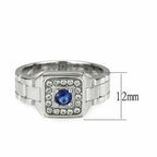 Jewellery Kingdom Mens Sapphire Silver Signet Cubic Zirconia Pinky Stainless Steel Link Ring - Jewelry Rings - British D'sire