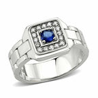 Jewellery Kingdom Mens Sapphire Silver Signet Cubic Zirconia Pinky Stainless Steel Link Ring - Jewelry Rings - British D'sire