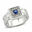Jewellery Kingdom Mens Sapphire Silver Signet Cubic Zirconia Pinky Stainless Steel Link Ring - Jewelry Rings - British D'sire