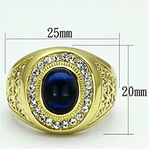 Jewellery Kingdom Mens Sapphire Simulated Diamonds Signet Pinky Steel Oval Sz Gold Ring (Blue) - Jewelry Rings - British D'sire