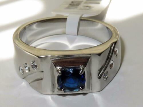 Jewellery Kingdom Mens Sapphire Solitaire Cz Stainless Steel Signet Pinky Stylish Ring Silver Secondary image