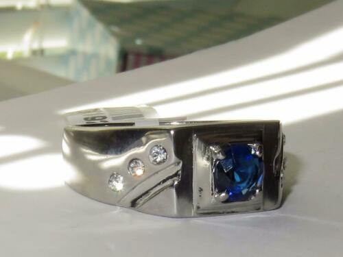 Jewellery Kingdom Mens Sapphire Solitaire Cz Stainless Steel Signet Pinky Stylish Ring Silver - Jewelry Rings - British D'sire