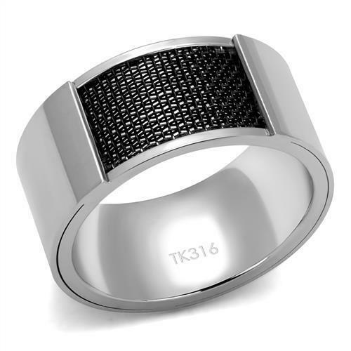 Jewellery Kingdom Mens Signet 10mm Band Stainless Steel Silver Thumb Pinky Ring (Black) - Jewelry Rings - British D'sire