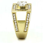 Jewellery Kingdom Mens Signet 18kt Cubic Zirconia Pinky Square Steel Classy Ring (Gold) - Jewelry Rings - British D'sire