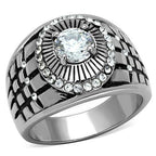 Jewellery Kingdom Mens Signet 2ct Simulated Diamonds Stainless Steel Pinky All Sizes Ring - Jewelry Rings - British D'sire