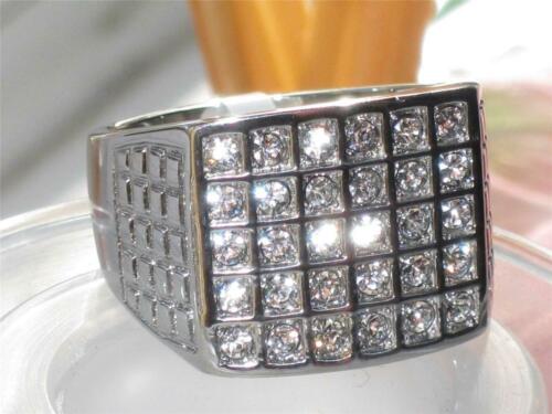 Jewellery Kingdom Mens Signet 30 Stone Cubic Zirconia Stainless Steel Ring (Silver) Secondary image