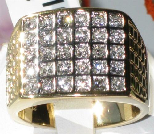 Jewellery Kingdom Mens Signet 30 Stone Super Sparkling 18kt Steel No Tarnish Ring (Gold) - Jewelry Rings - British D'sire