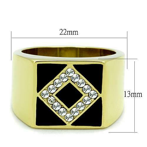 Jewellery Kingdom Mens Signet Cz Agate Pinky Square 18kt Steel Stamped Ring Gold (Black) Secondary image