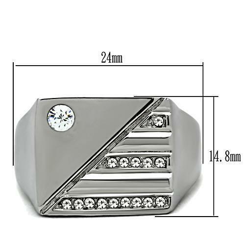 Jewellery Kingdom Mens Signet Cz Pinky Stainless Steel Square Classic Shape Ring (Silver) Secondary image