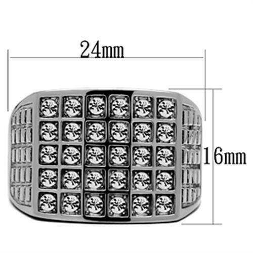 Jewellery Kingdom Mens Signet Cz Stainless Steel 30 Stone Sparkling All Sizes Ring (Silver) Secondary image