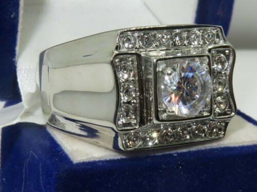 Jewellery Kingdom Mens Signet Cz Stainless Steel No Tarnish Ring (Silver) - Jewelry Rings - British D'sire Main image