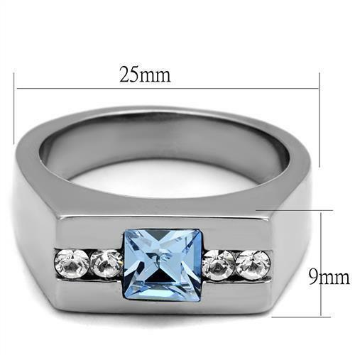 Jewellery Kingdom Mens Signet Cz Stainless Steel Pinky Silver Stamped Sapphire Ring Secondary image