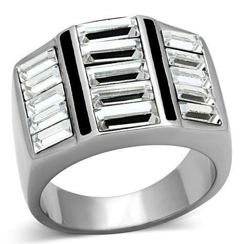 Jewellery Kingdom Mens Signet Emerald Cuts Cubic Zirconia Chunky Realistic Ring (Silver) - Jewelry Rings - British D'sire