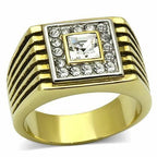 Jewellery Kingdom Mens Signet Gold Pinky Square Cz Princess Cut Steel 18kt Two Tone Ring - Jewelry Rings - British D'sire
