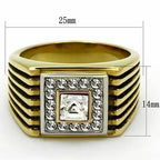 Jewellery Kingdom Mens Signet Gold Pinky Square Cz Princess Cut Steel 18kt Two Tone Ring - Jewelry Rings - British D'sire