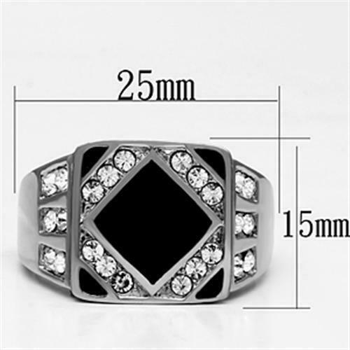 Jewellery Kingdom Mens Signet Jet Silver Stainless Steel Chunky Classy Stamped Ring (Black) - Jewelry Rings - British D'sire