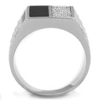 Jewellery Kingdom Mens Signet Onyx Black Sterling Silver 925 Stamped Cz Handmade Ring (Silver) - Jewelry Rings - British D'sire