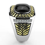 Jewellery Kingdom Mens Signet Pinky 18kt Gold Stainless Steel Jet Cz Silver Ring (Black) - Jewelry Rings - British D'sire