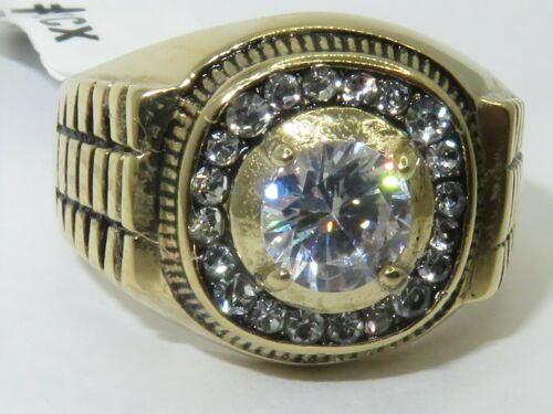 Jewellery Kingdom Mens Signet Pinky 3ct Solitaire Steel Cubic Zirconia No Tarnish Ring (Gold) - Jewelry Rings - British D'sire Main image