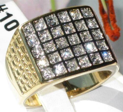 Jewellery Kingdom Mens Signet Pinky Bling Big 18kt Steel Cubic Zirconia Ring (Gold) - Jewelry Rings - British D'sire