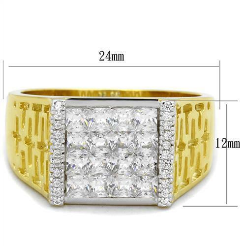Jewellery Kingdom Mens Signet Pinky Cz Princess Cut Sterling Silver 18kt 16 Stone Ring (Gold) - Jewelry Rings - British D'sire