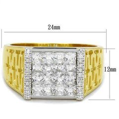 Jewellery Kingdom Mens Signet Pinky Cz Princess Cut Sterling Silver 18kt 16 Stone Ring (Gold) - Jewelry Rings - British D'sire