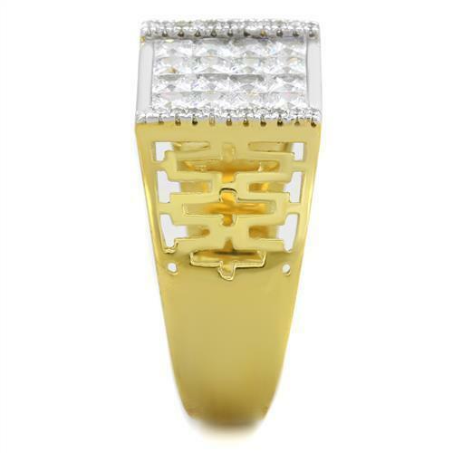 Jewellery Kingdom Mens Signet Pinky Cz Princess Cut Sterling Silver 18kt 16 Stone Ring (Gold) - Jewelry Rings - British D'sire