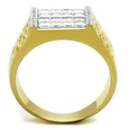 Jewellery Kingdom Mens Signet Pinky Cz Princess Cut Sterling Silver 18kt 16 Stone Ring (Gold) - Jewelry Rings - British D'sire