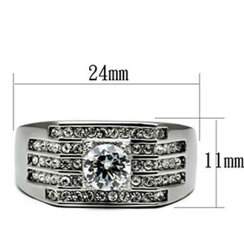 Jewellery Kingdom Mens Signet Pinky Silver Stainless Steel Cubic Zirconia 4.40 Carat Ring Secondary image