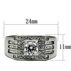 Jewellery Kingdom Mens Signet Pinky Silver Stainless Steel Cubic Zirconia 4.40 Carat Ring - Jewelry Rings - British D'sire