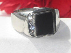 Jewellery Kingdom Mens Signet Pinky Stainless Steel All Sizes Cz Classy Onyx Ring (Black) - Mens Fine Jewellery - British D'sire