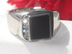 Jewellery Kingdom Mens Signet Pinky Stainless Steel All Sizes Cz Classy Onyx Ring (Black) - Mens Fine Jewellery - British D'sire