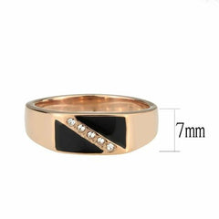 Jewellery Kingdom Mens Signet Pinky Steel Onyx Band Cubic Zirconia Ring (Rose Gold) - Jewelry Rings - British D'sire