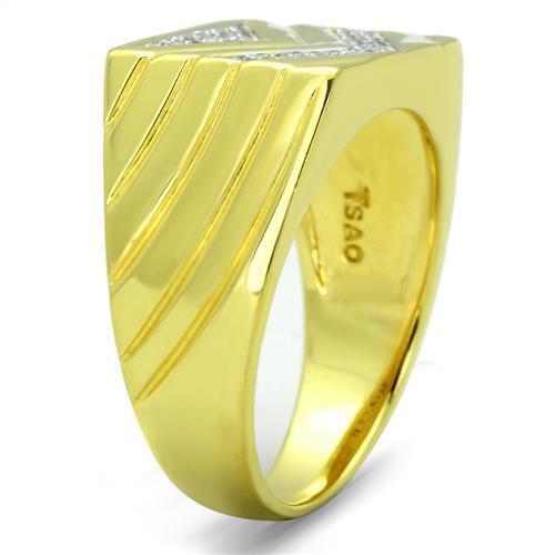 Jewellery Kingdom Mens Signet Pinky Sterling Silver Stamped 18kt Cubic Zirconia Ring (Gold) - Jewelry Rings - British D'sire