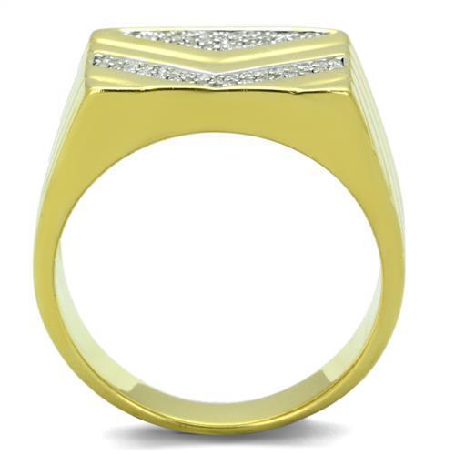 Jewellery Kingdom Mens Signet Pinky Sterling Silver Stamped 18kt Cubic Zirconia Ring (Gold) - Jewelry Rings - British D'sire