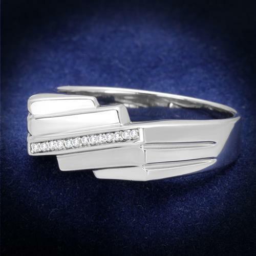 Jewellery Kingdom Mens Signet Pinky Sterling Silver Stamped Cubic Zirconia Ring (Silver) - Jewelry Rings - British D'sire Main image